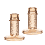 זוג פמוטים גבוהים מזכוכית לנר טפר בצבע אמבר