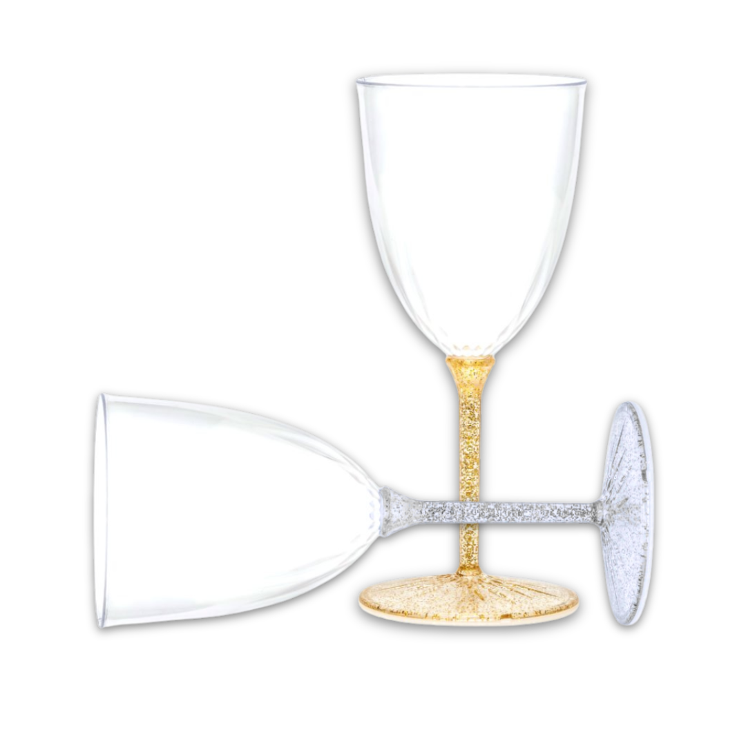 כוסות יין חד פעמי נצנצים זהב כסף ופנינה כוסות יין חד פעמי