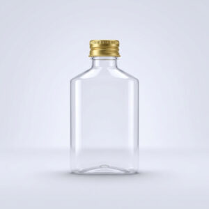 בקבוק וויסקי פלסטיק שקוף עם מכסה 120 מל