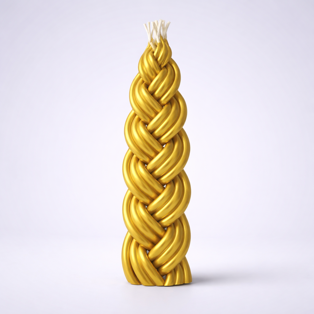 נר הבדלה זהב צמה עבודת יד נר הבדלה זהב צמה עבודת יד