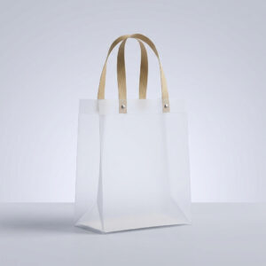 שקית שקופה עם ידיות חומות 20 על 30