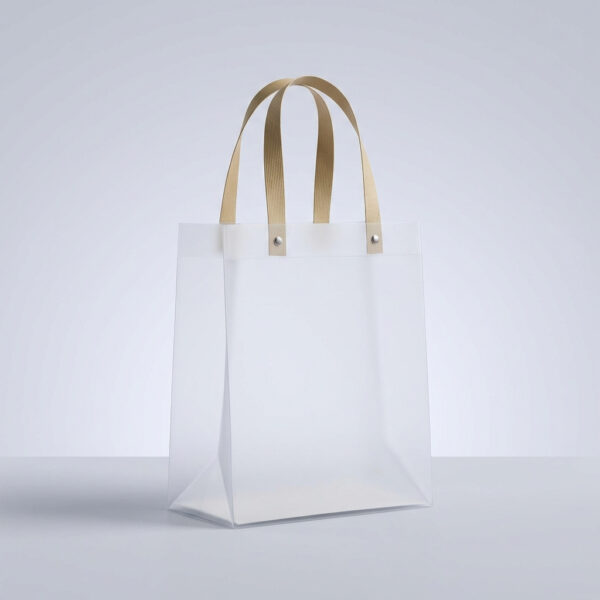 שקית שקופה עם ידיות חומות 20 על 30