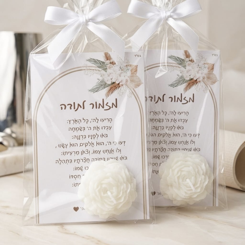 ברכון מזמור לתודה עם נר פרח ריחני ברכון מזמור לתודה עם נר פרח ריחני